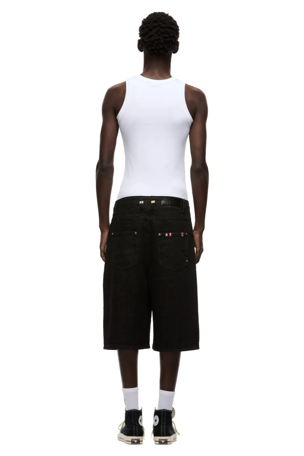 SELVEDGE RAW DENIM SHORTS BLACK