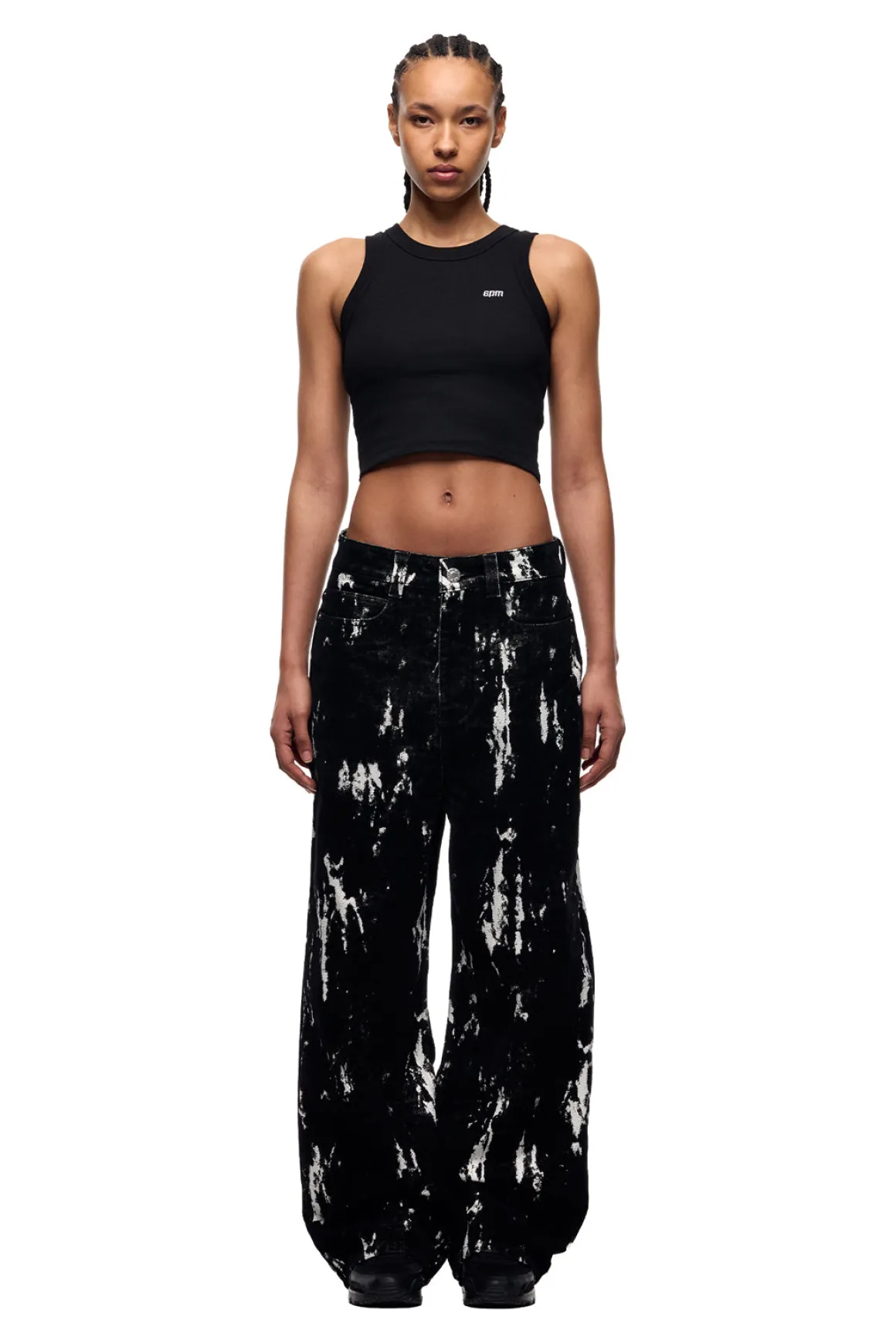 SPECKLED VELVET DENIM BLACK/WHITE