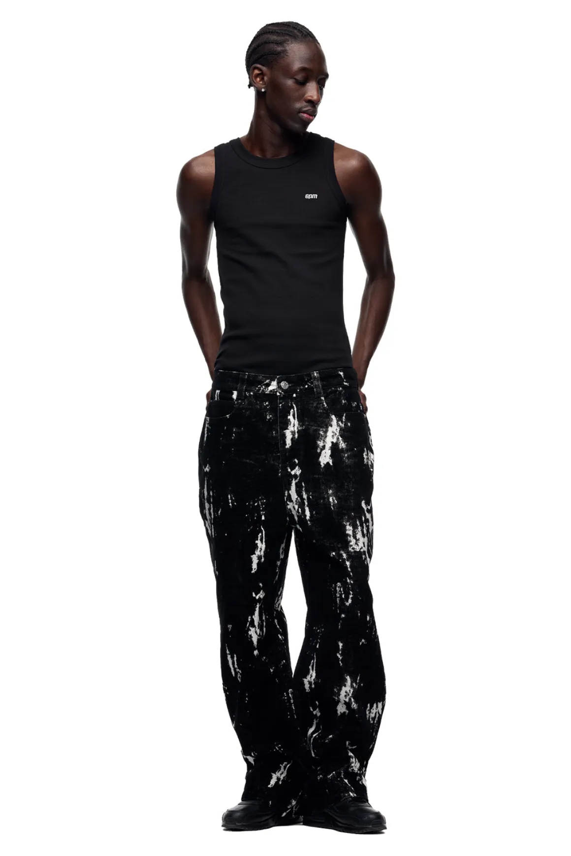 SPECKLED VELVET DENIM BLACK/WHITE