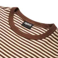 STRIPED RIBBED LS DARK HAZELNUT