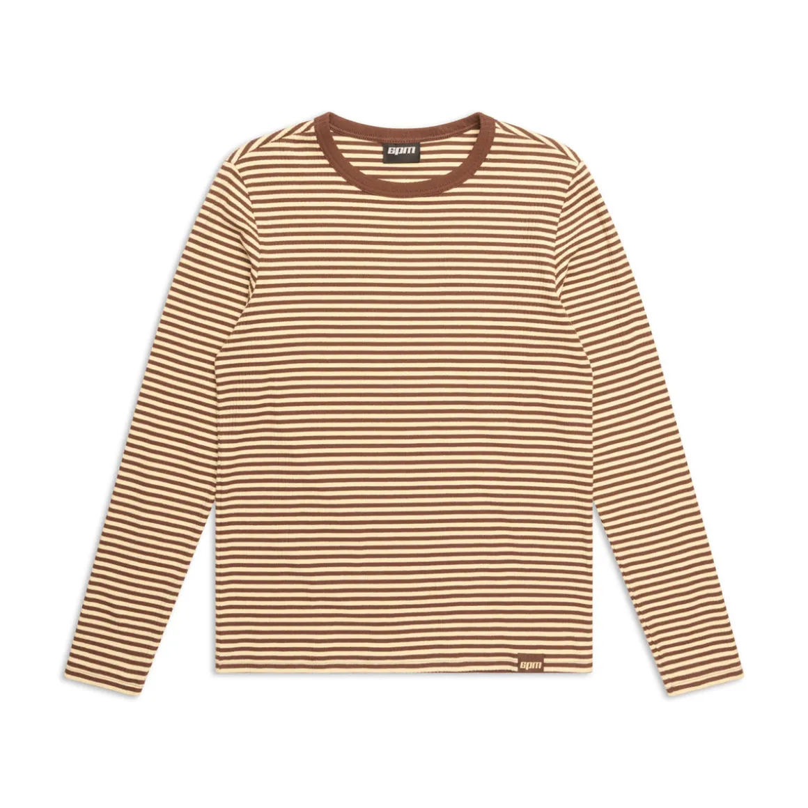 STRIPED RIBBED LS DARK HAZELNUT