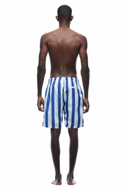 STRIPED SWIM SHORTS WHITE/NAVY