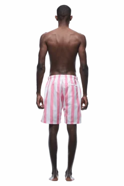 STRIPED SWIM SHORTS WHITE/PINK