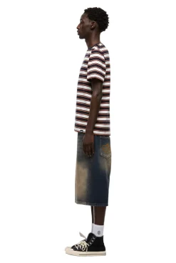 STRIPED TEE BLACK/MANDARIN ORANGE