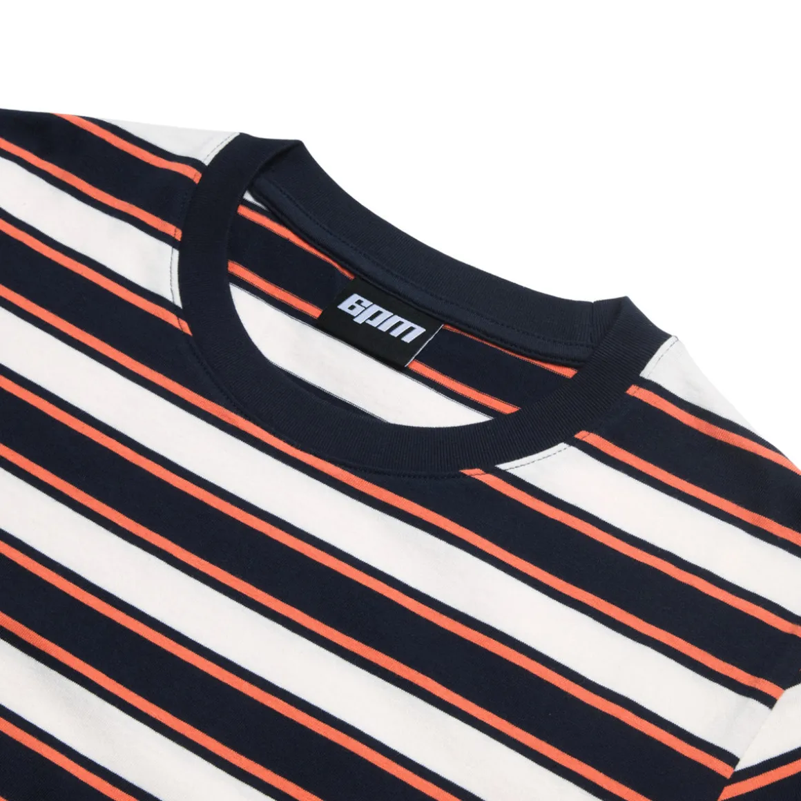 STRIPED TEE BLACK/MANDARIN ORANGE