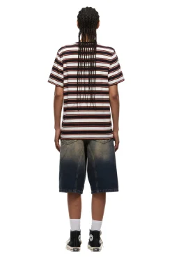 STRIPED TEE BLACK/MANDARIN ORANGE