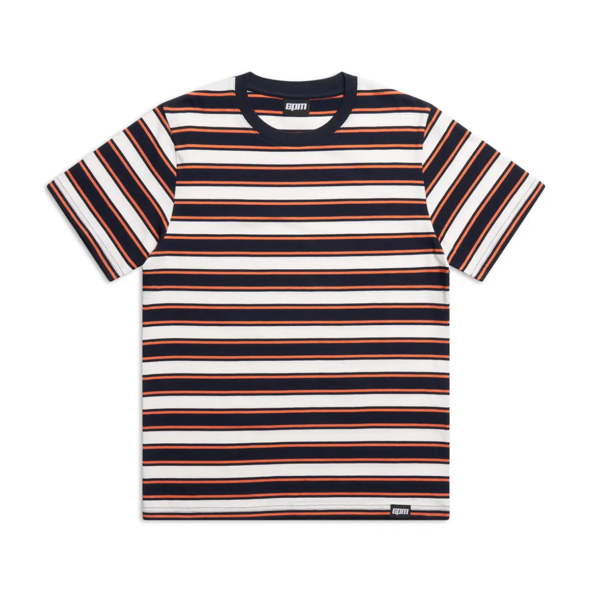 STRIPED TEE BLACK/MANDARIN ORANGE