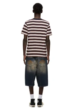 STRIPED TEE BLACK/MANDARIN ORANGE