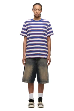 STRIPED TEE COSMIC COBALT/MANDARINE ORANGE