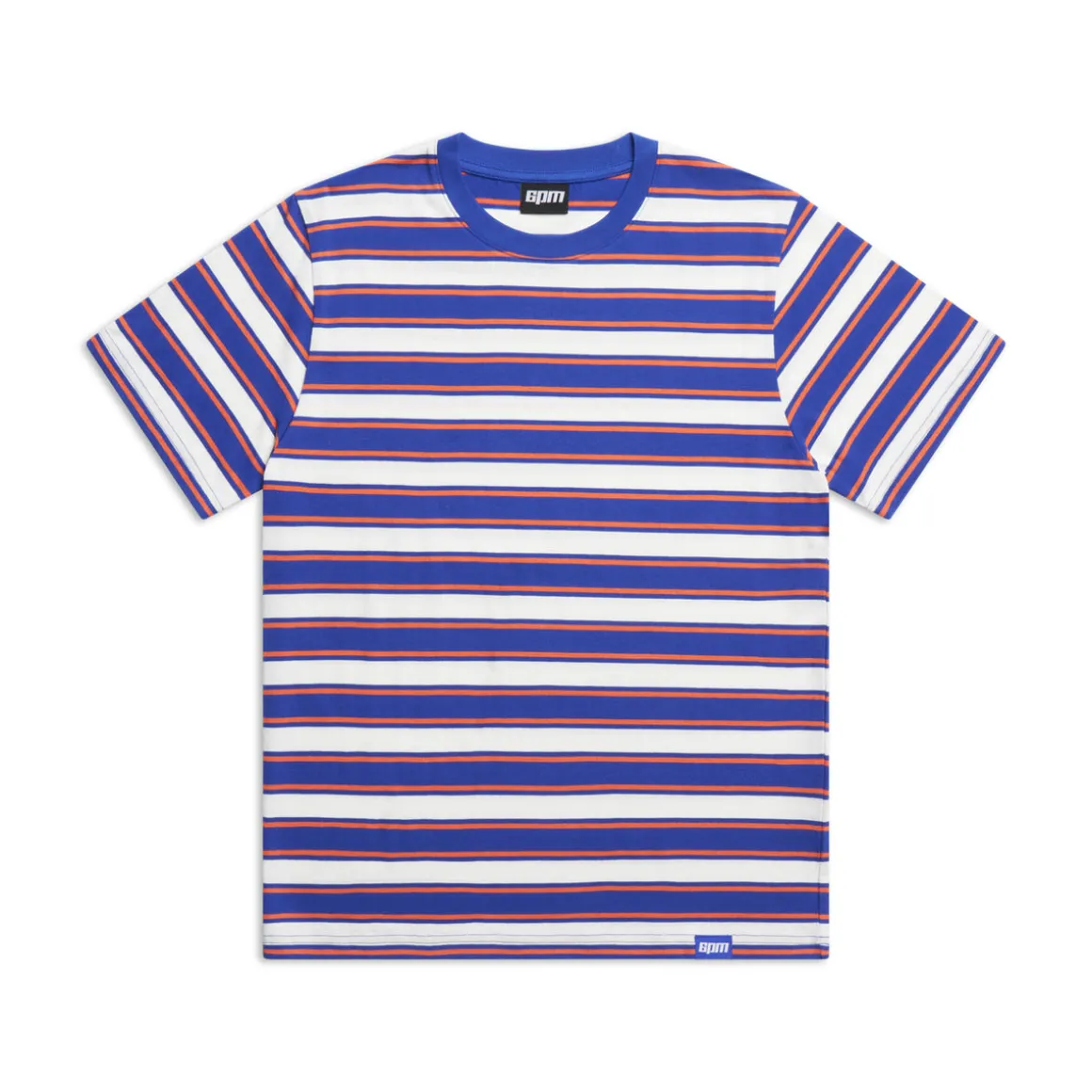 STRIPED TEE COSMIC COBALT/MANDARINE ORANGE