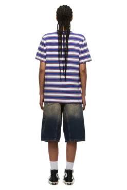 STRIPED TEE COSMIC COBALT/MANDARINE ORANGE