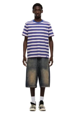 STRIPED TEE COSMIC COBALT/MANDARINE ORANGE