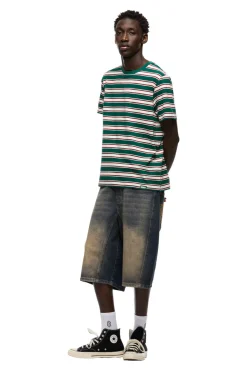 STRIPED TEE DARK GREEN/ ROUGE RED
