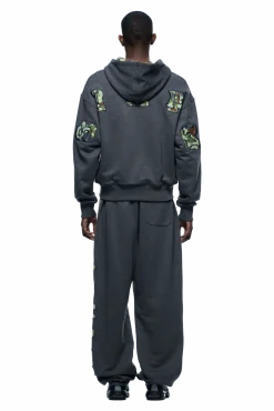 WAFFLE LINED ZIP HOODIE GREY CAMO