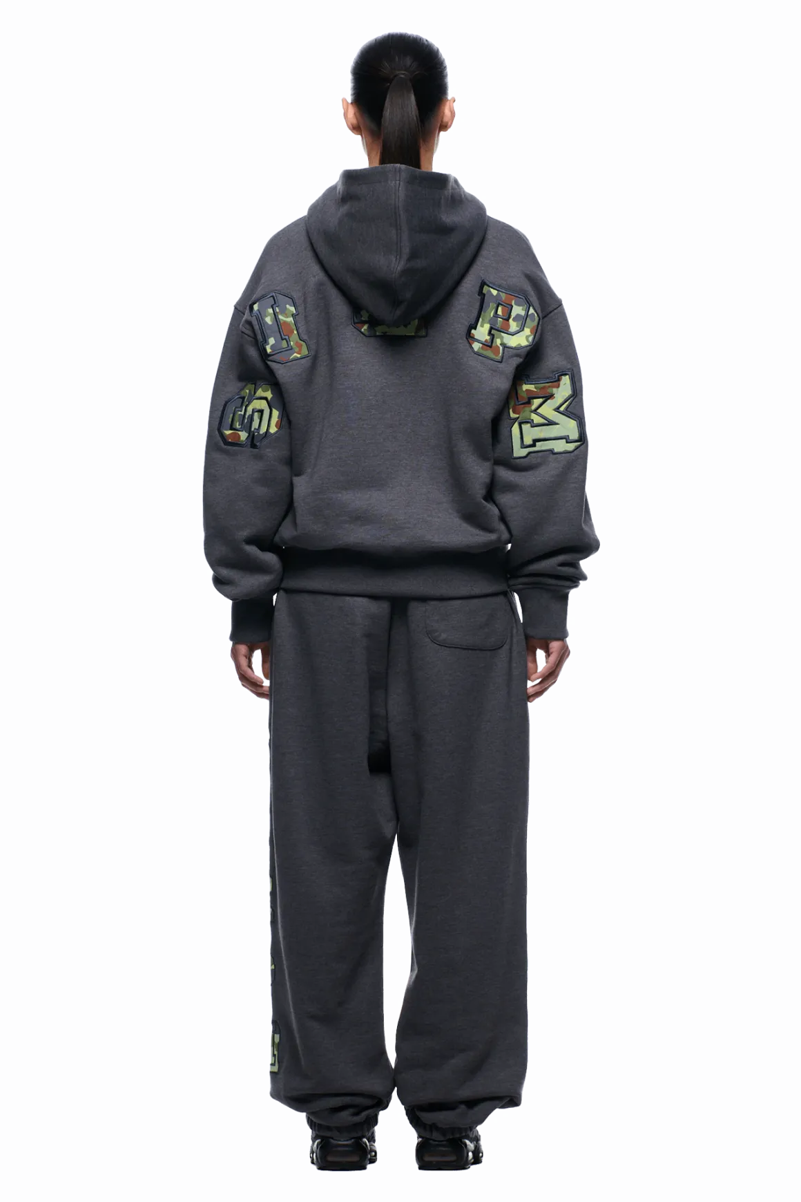 WAFFLE LINED ZIP HOODIE GREY CAMO