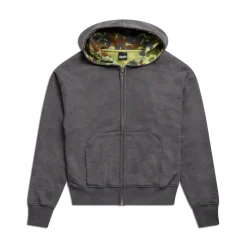 WAFFLE LINED ZIP HOODIE GREY CAMO