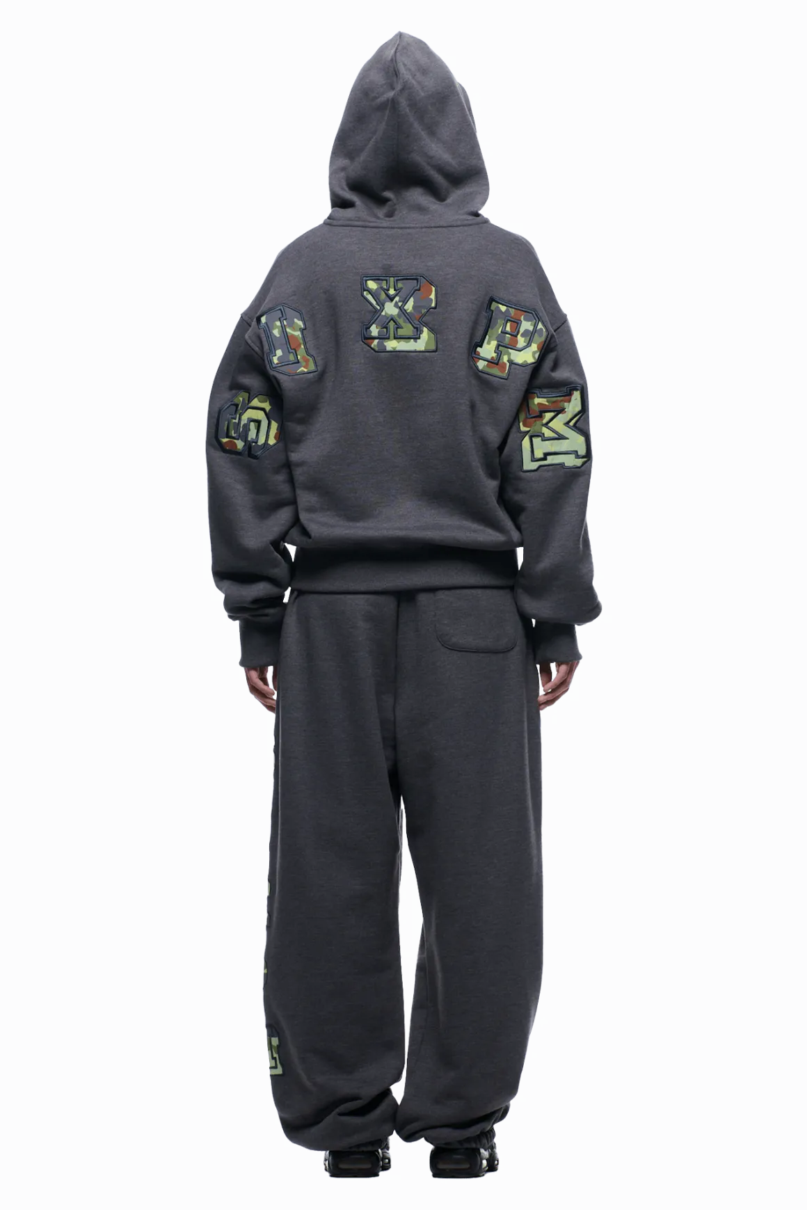 WAFFLE LINED ZIP HOODIE GREY CAMO