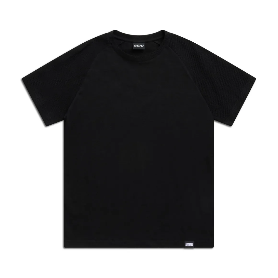 WAFFLE SLEEVE RAGLAN TEE BLACK