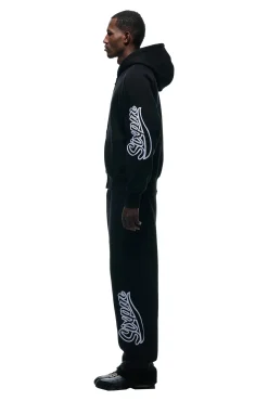 WAVE LOGO ZIP HOODIE BLACK