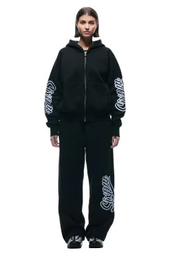WAVE LOGO ZIP HOODIE BLACK