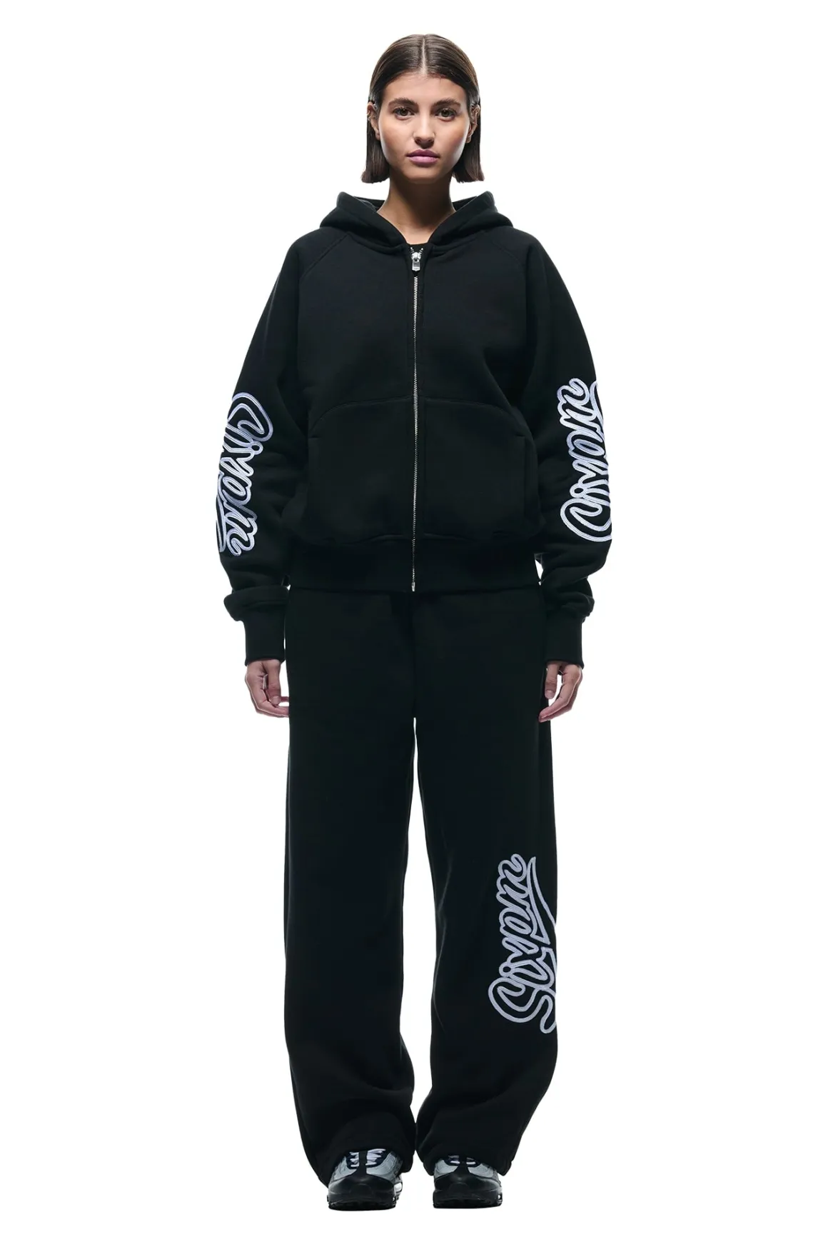 WAVE LOGO ZIP HOODIE BLACK