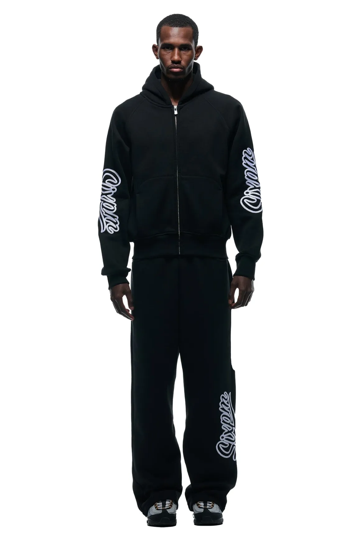 WAVE LOGO ZIP HOODIE BLACK