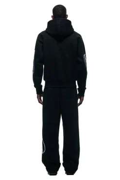 WAVE LOGO ZIP HOODIE BLACK