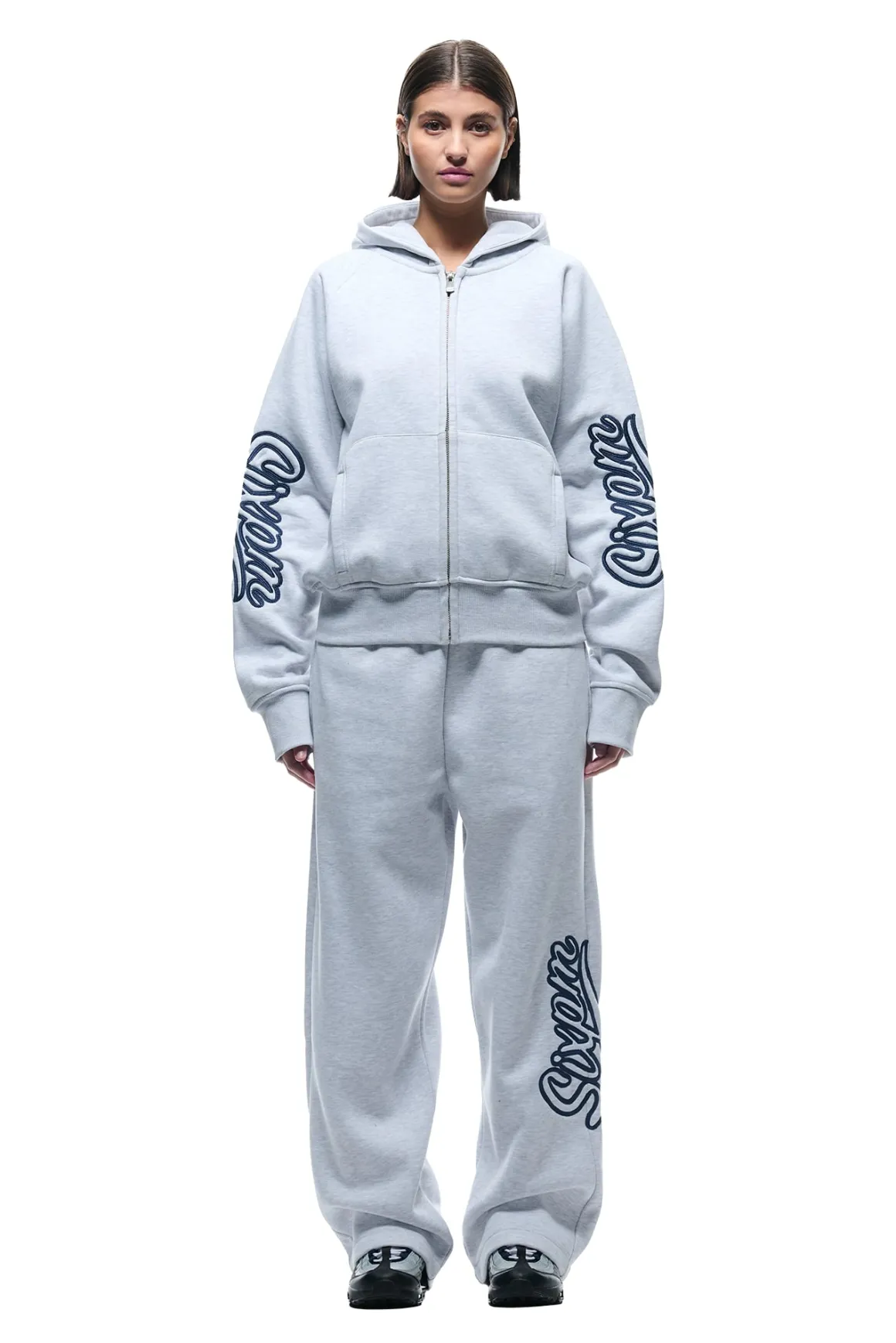 WAVE LOGO ZIP HOODIE LIGHT GREY