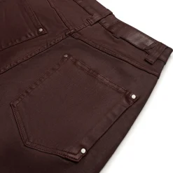 WAX COATED DENIM DARK BURGUNDY