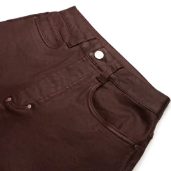 WAX COATED DENIM DARK BURGUNDY