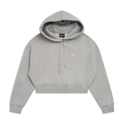WMNS CROPPED HOODIE GREY MELANGE