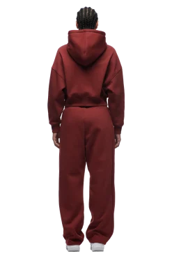 WMNS CROPPED HOODIE WINE RED