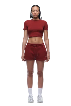 WMNS CROPPED T-SHIRT WINE RED