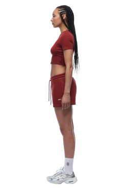 WMNS CROPPED T-SHIRT WINE RED
