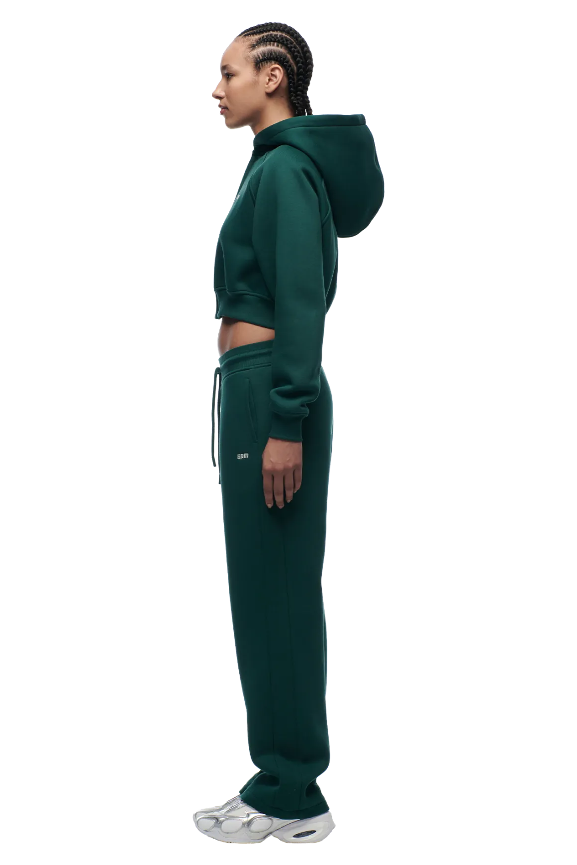 WMNS CROPPED ZIP HOODIE EVERGREEN