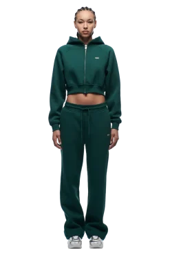 WMNS CROPPED ZIP HOODIE EVERGREEN
