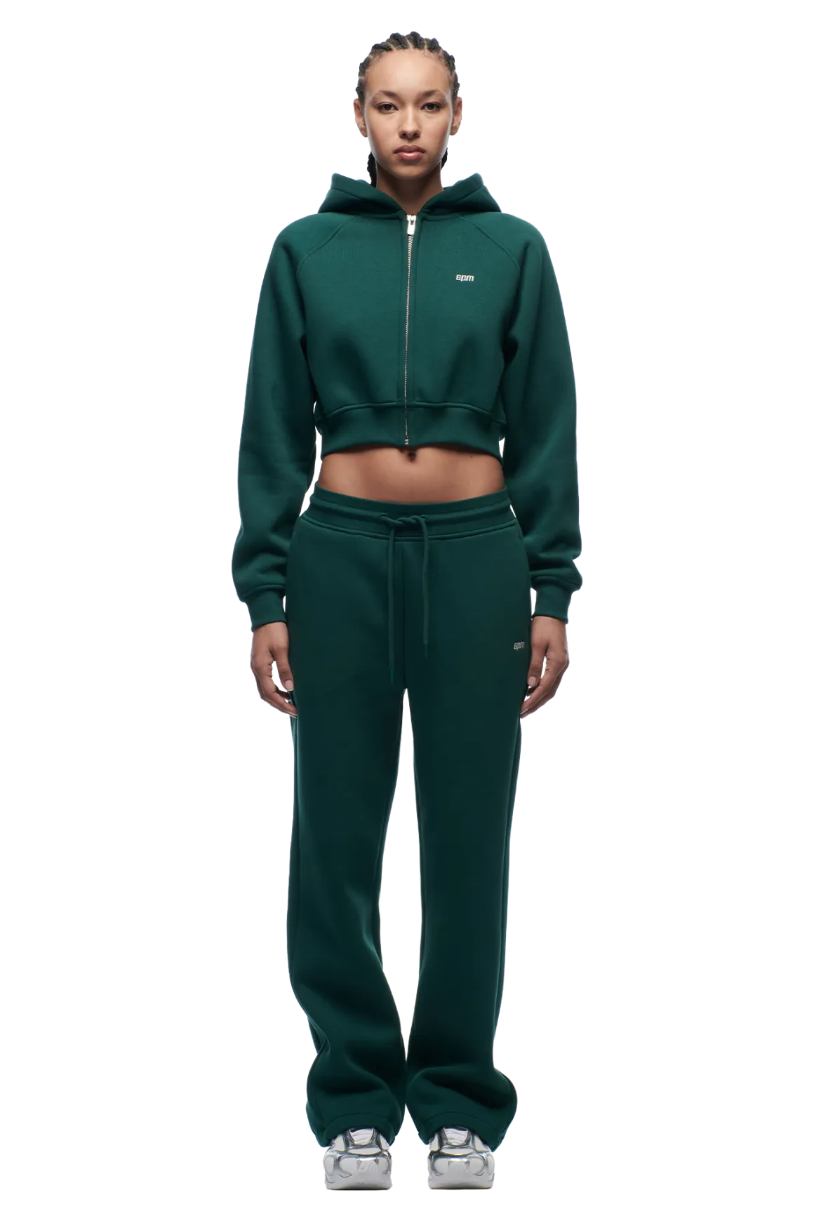 WMNS CROPPED ZIP HOODIE EVERGREEN