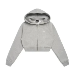 WMNS CROPPED ZIP HOODIE GREY MELANGE