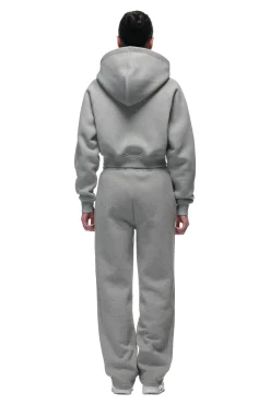 WMNS CROPPED ZIP HOODIE GREY MELANGE