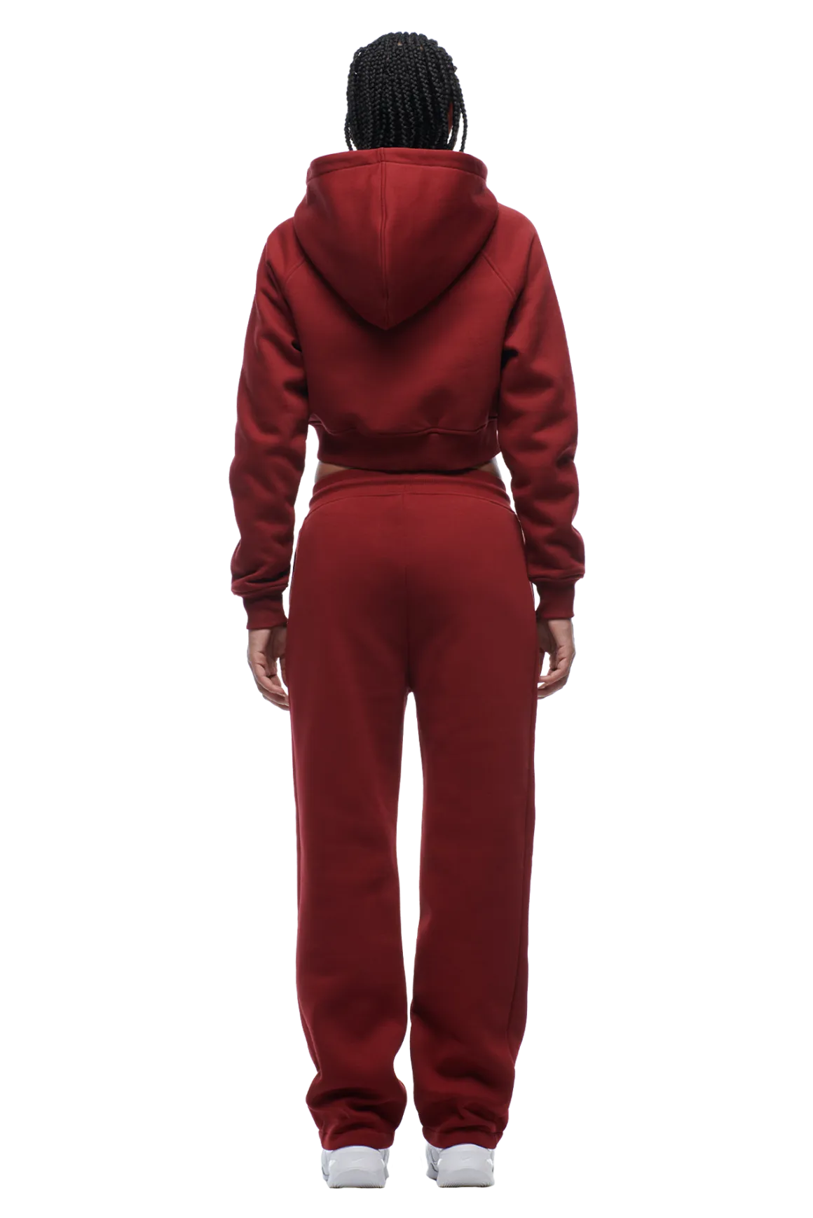WMNS CROPPED ZIP HOODIE WINE RED