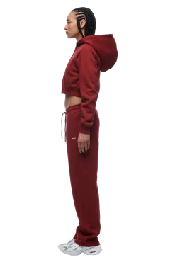 WMNS CROPPED ZIP HOODIE WINE RED