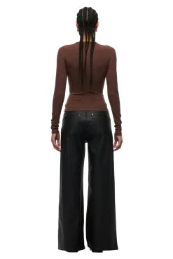 WMNS RIBBED LS DARK HAZELNUT