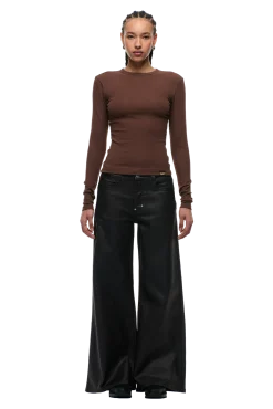 WMNS RIBBED LS DARK HAZELNUT