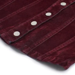 WMNS VELVET DENIM JACKET BORDEAUX RED