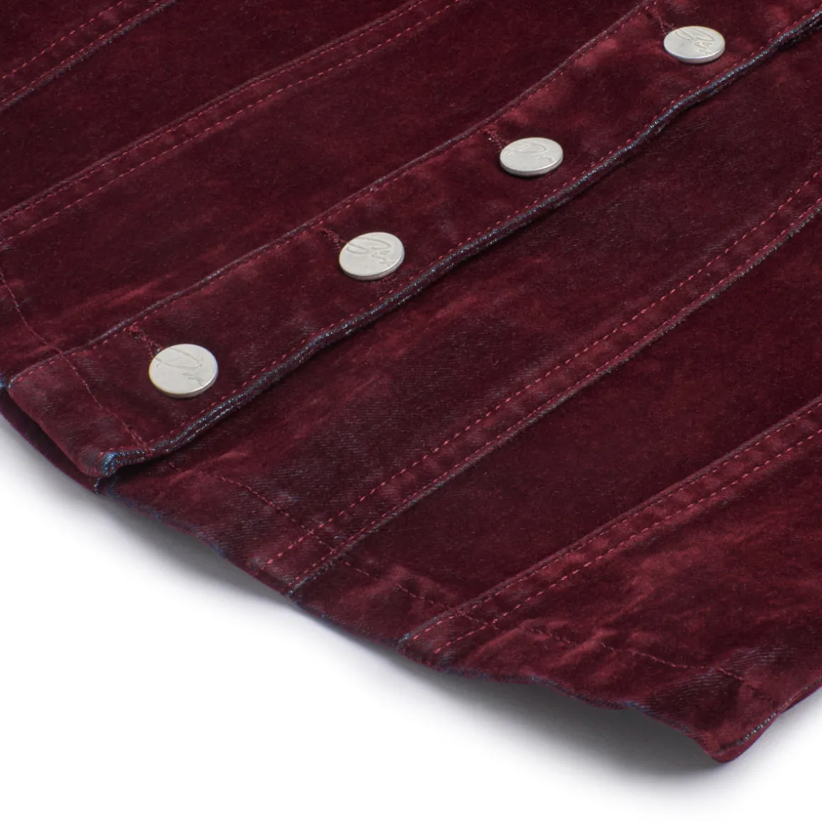 WMNS VELVET DENIM JACKET BORDEAUX RED