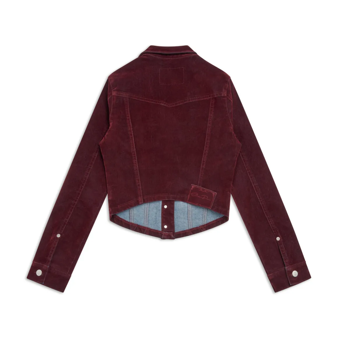 WMNS VELVET DENIM JACKET BORDEAUX RED
