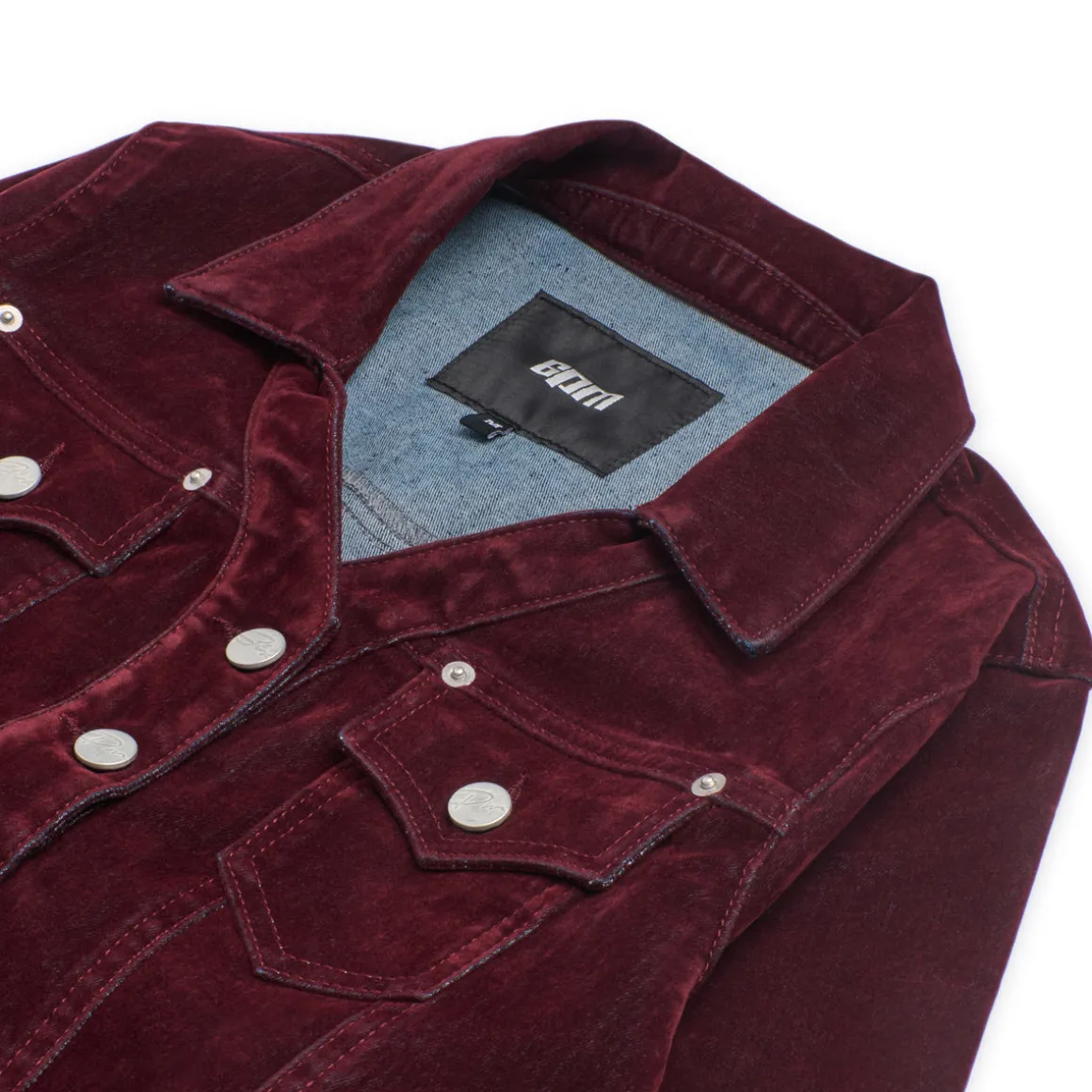 WMNS VELVET DENIM JACKET BORDEAUX RED