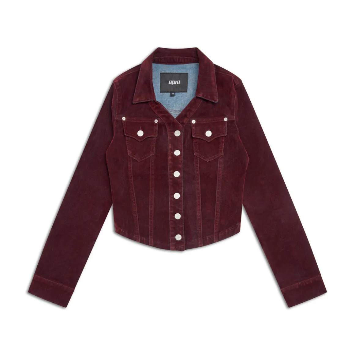 WMNS VELVET DENIM JACKET BORDEAUX RED