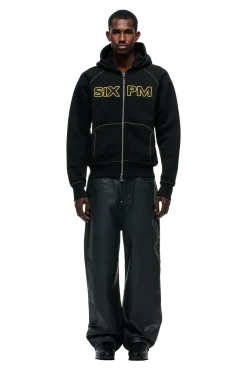 WORDMARK ZIPPER HOODIE BLACK