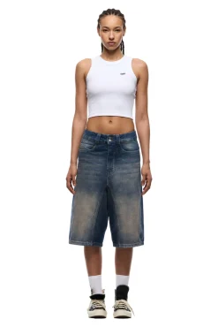 X-TRA WIDE DENIM SHORTS DARK BLUE